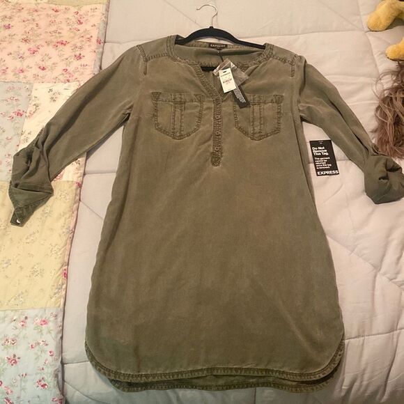 EXPRESS Army Green Dress - Picture 1 of 6